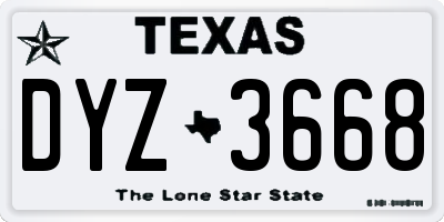 TX license plate DYZ3668