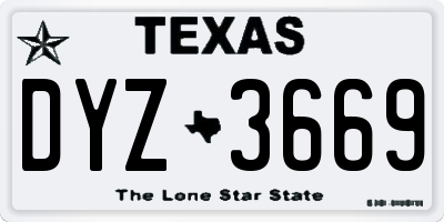 TX license plate DYZ3669