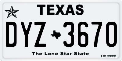 TX license plate DYZ3670