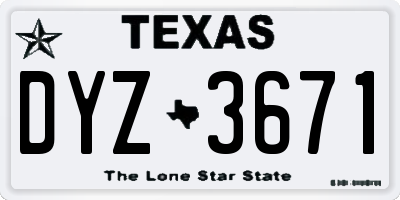 TX license plate DYZ3671
