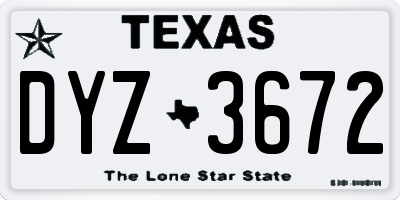 TX license plate DYZ3672