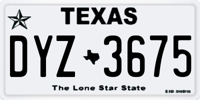 TX license plate DYZ3675
