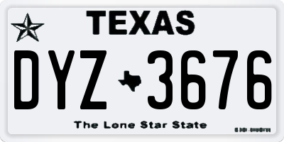 TX license plate DYZ3676