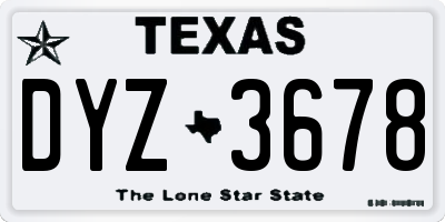 TX license plate DYZ3678