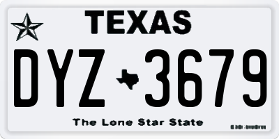 TX license plate DYZ3679