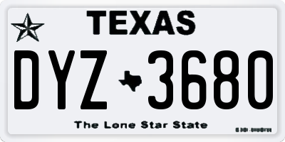 TX license plate DYZ3680
