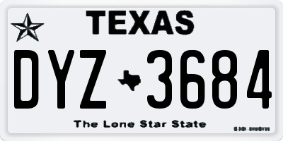 TX license plate DYZ3684