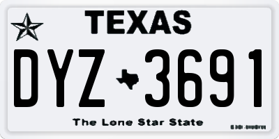 TX license plate DYZ3691