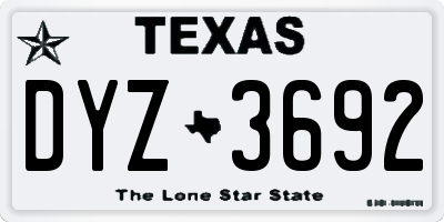 TX license plate DYZ3692