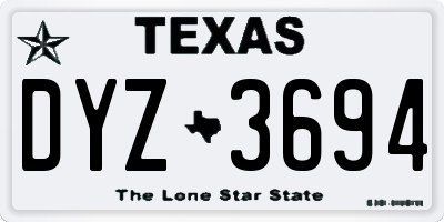 TX license plate DYZ3694