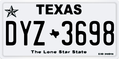 TX license plate DYZ3698