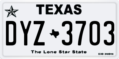TX license plate DYZ3703