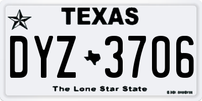TX license plate DYZ3706