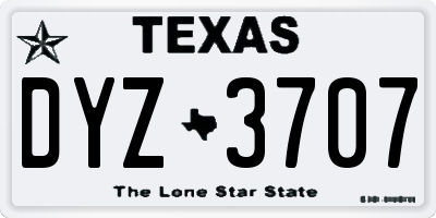 TX license plate DYZ3707