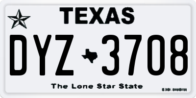 TX license plate DYZ3708