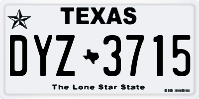 TX license plate DYZ3715
