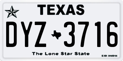 TX license plate DYZ3716