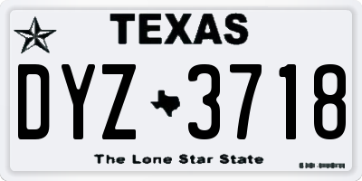 TX license plate DYZ3718