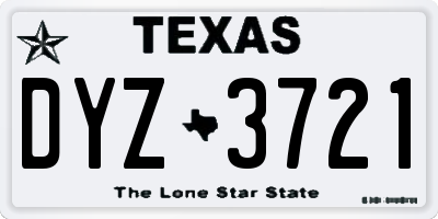 TX license plate DYZ3721