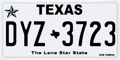 TX license plate DYZ3723