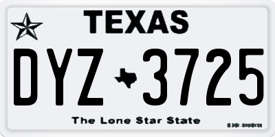 TX license plate DYZ3725