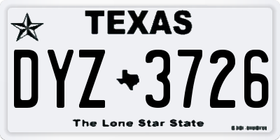 TX license plate DYZ3726