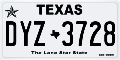 TX license plate DYZ3728