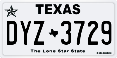 TX license plate DYZ3729