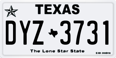 TX license plate DYZ3731
