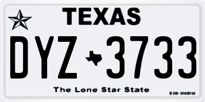 TX license plate DYZ3733