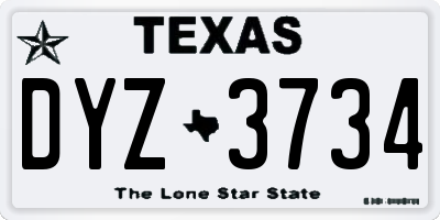 TX license plate DYZ3734
