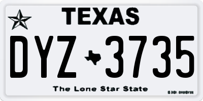 TX license plate DYZ3735