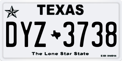 TX license plate DYZ3738