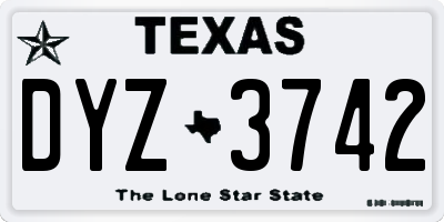 TX license plate DYZ3742