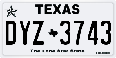 TX license plate DYZ3743
