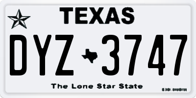 TX license plate DYZ3747