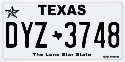TX license plate DYZ3748