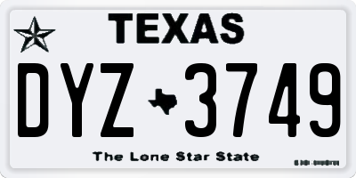 TX license plate DYZ3749