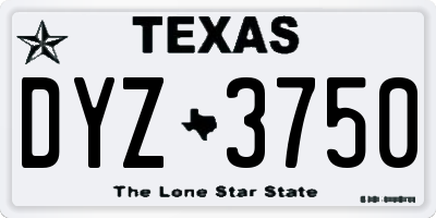TX license plate DYZ3750