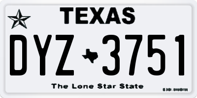 TX license plate DYZ3751
