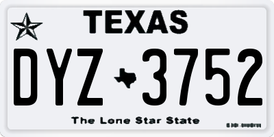TX license plate DYZ3752