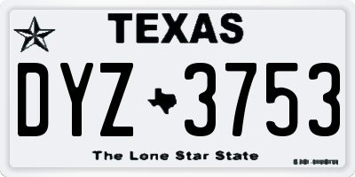TX license plate DYZ3753