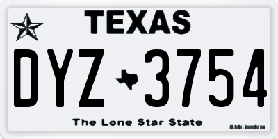 TX license plate DYZ3754