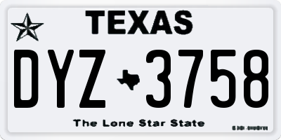 TX license plate DYZ3758