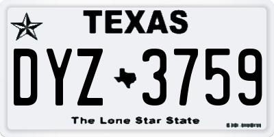 TX license plate DYZ3759