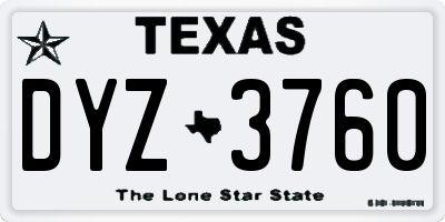 TX license plate DYZ3760