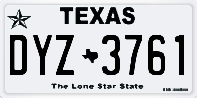 TX license plate DYZ3761