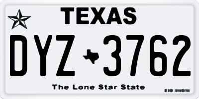 TX license plate DYZ3762