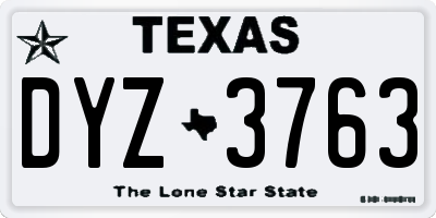 TX license plate DYZ3763