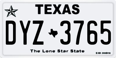 TX license plate DYZ3765